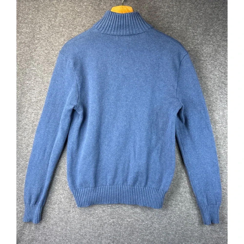 Polo Ralph Lauren Blue Cotton Mock Neck 3 Button Pullover Sweater Men M Academia